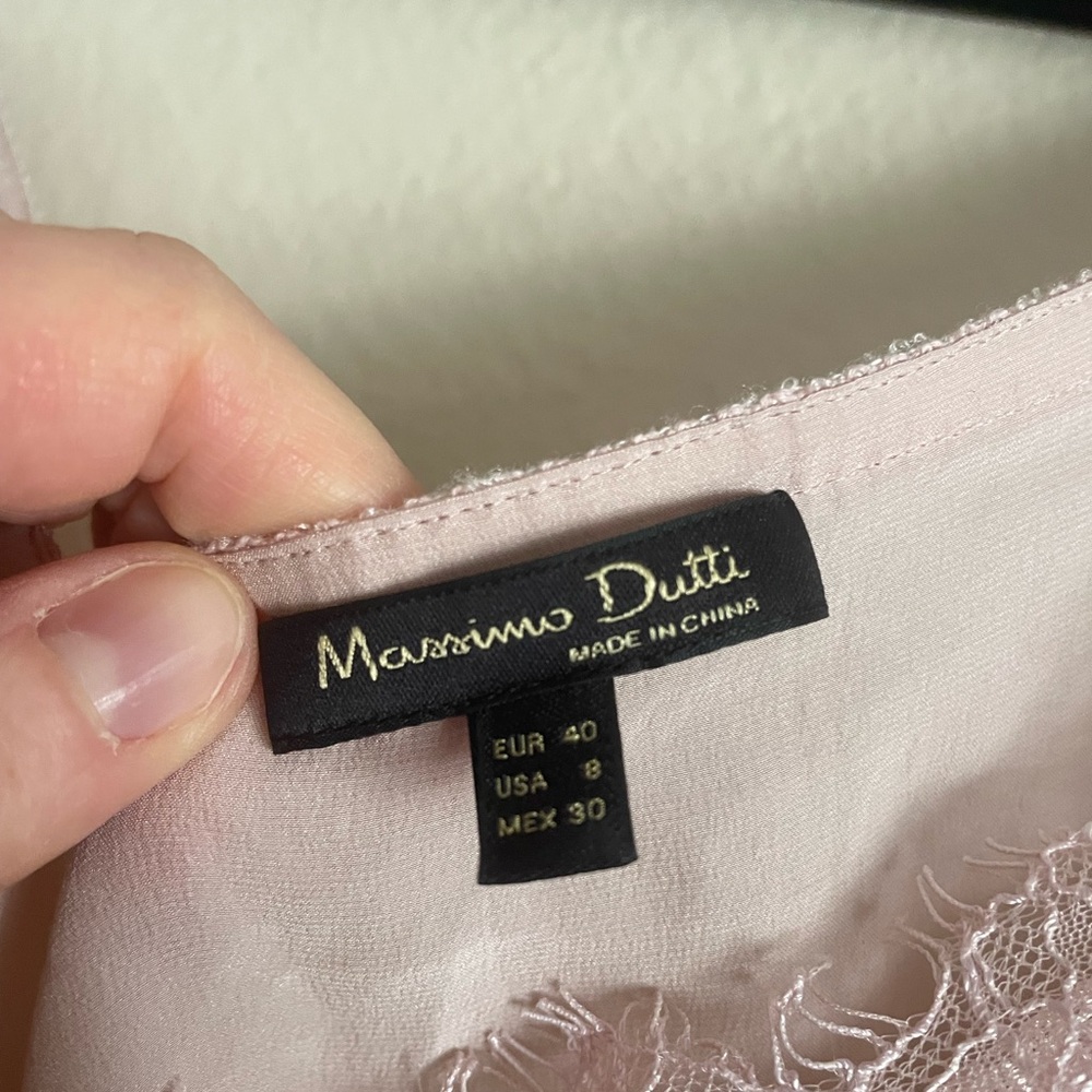 Massimo Dutti Blush Lace 100% Silk Camisole Tank Top Dainty Quiet Luxury 8 - Picture 2 of 8